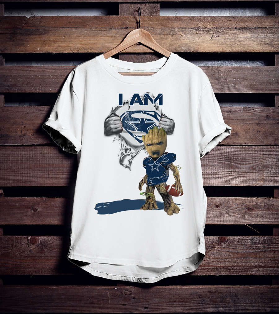 I Am Cowboys Baby Groot Superman Football T-Shirt