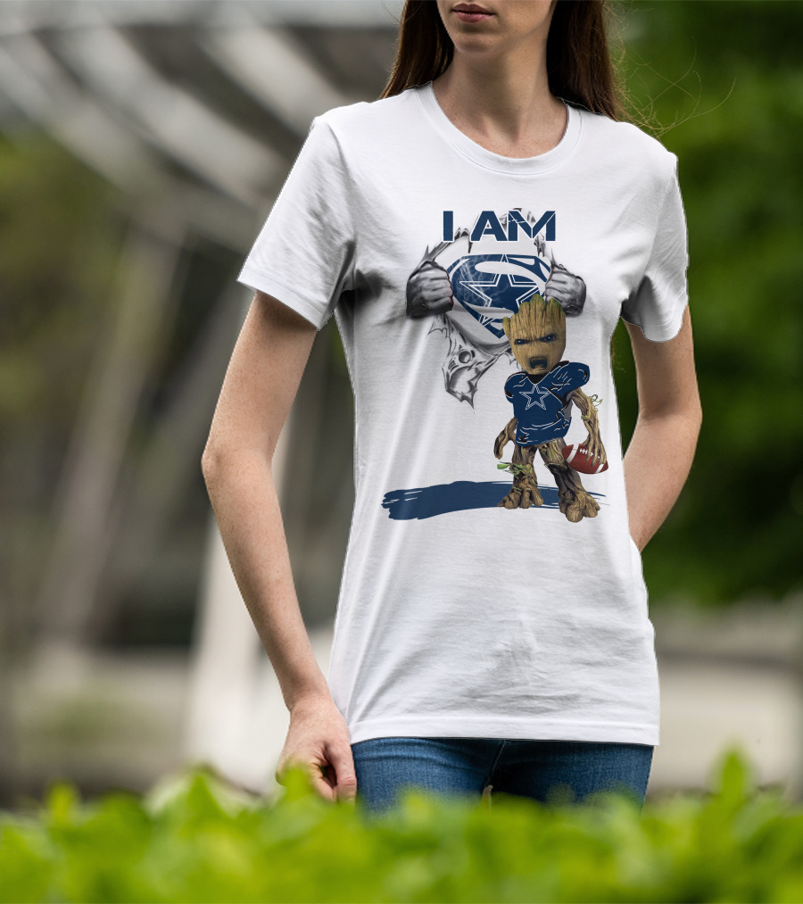 I Am Cowboys Baby Groot Superman Football T-Shirt