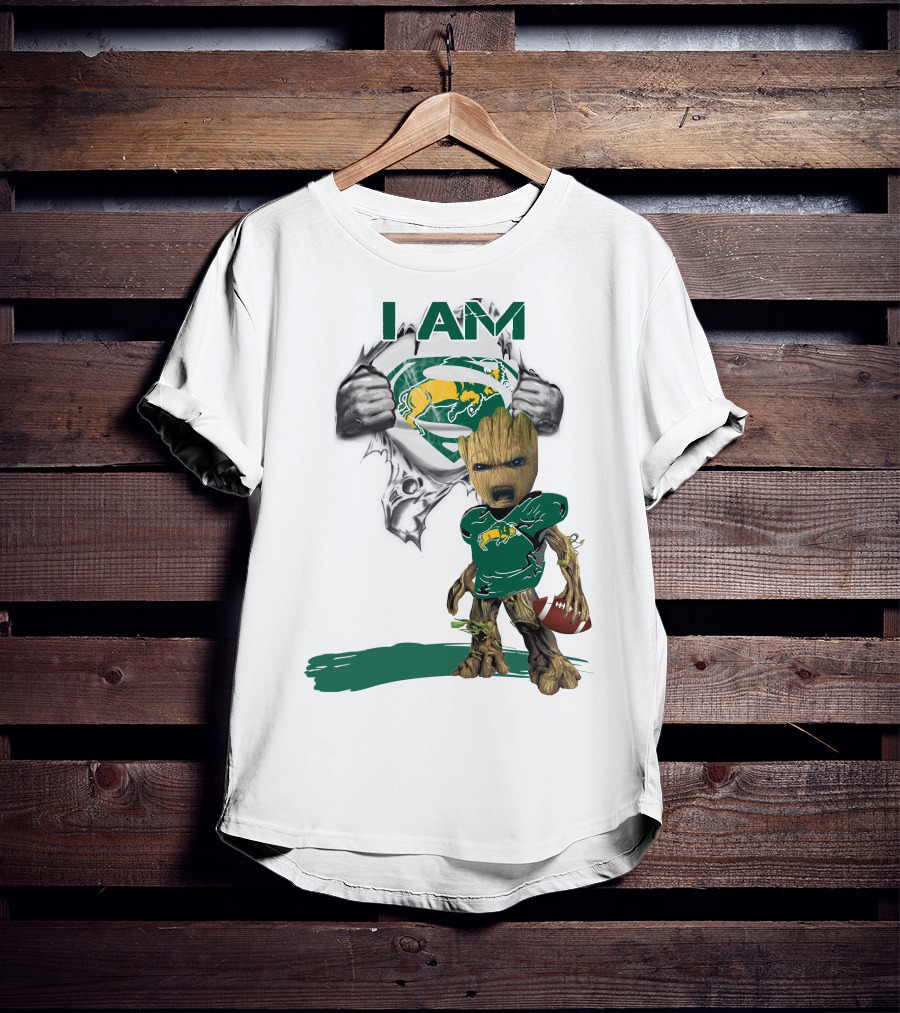 I AM Dakota Baby Groot Bison Football Superman T-Shirt