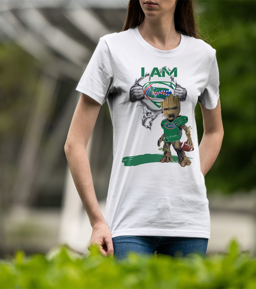 I AM Gators Baby Groot Superman Football T-Shirt