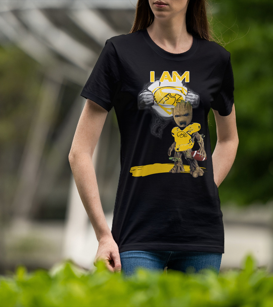 Iowa Hawkeyes Baby Groot Superman Football T-Shirt