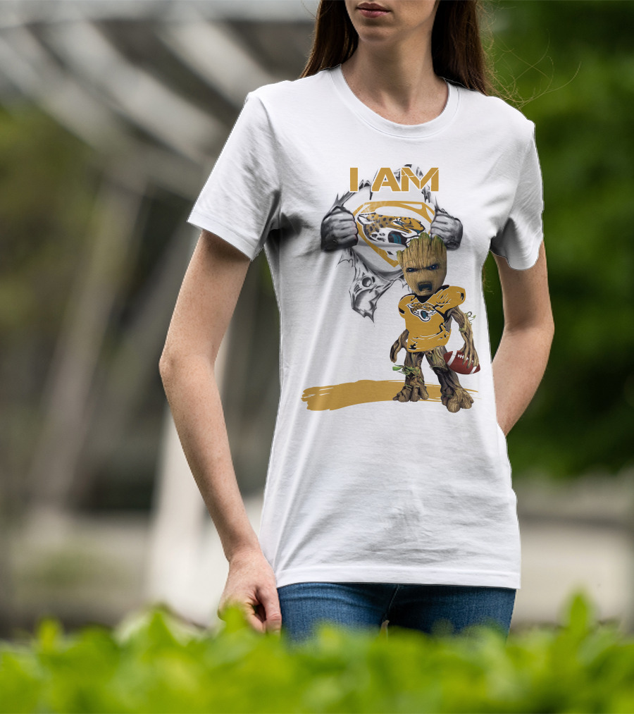 I Am Jaguars Baby Groot Superman Football Fan T-Shirt