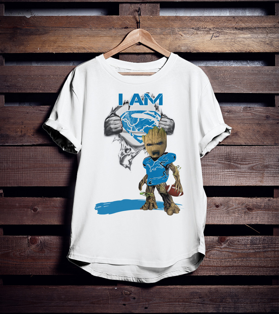 I AM Lion Baby Groot Superman Football T-Shirt