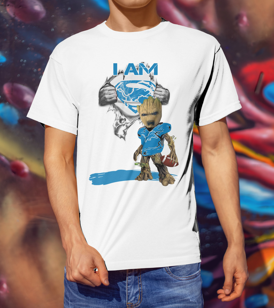 I AM Lion Baby Groot Superman Football T-Shirt