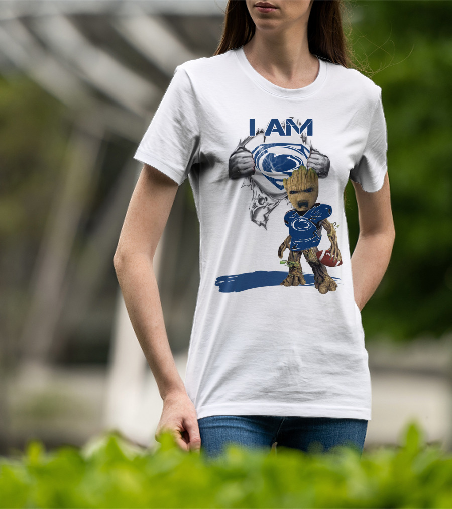 I Am Baby Groot Penn State Football Holding Superman T-Shirt