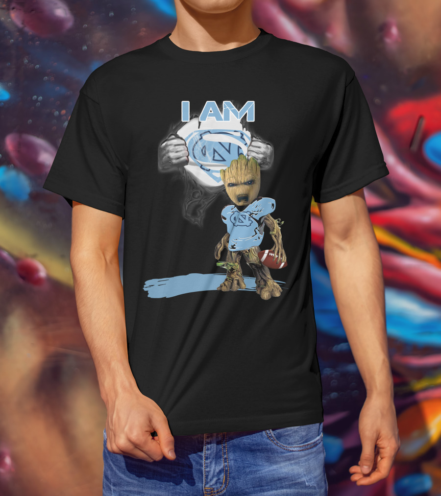 I AM Tarheel Baby Groot Superman T-Shirt