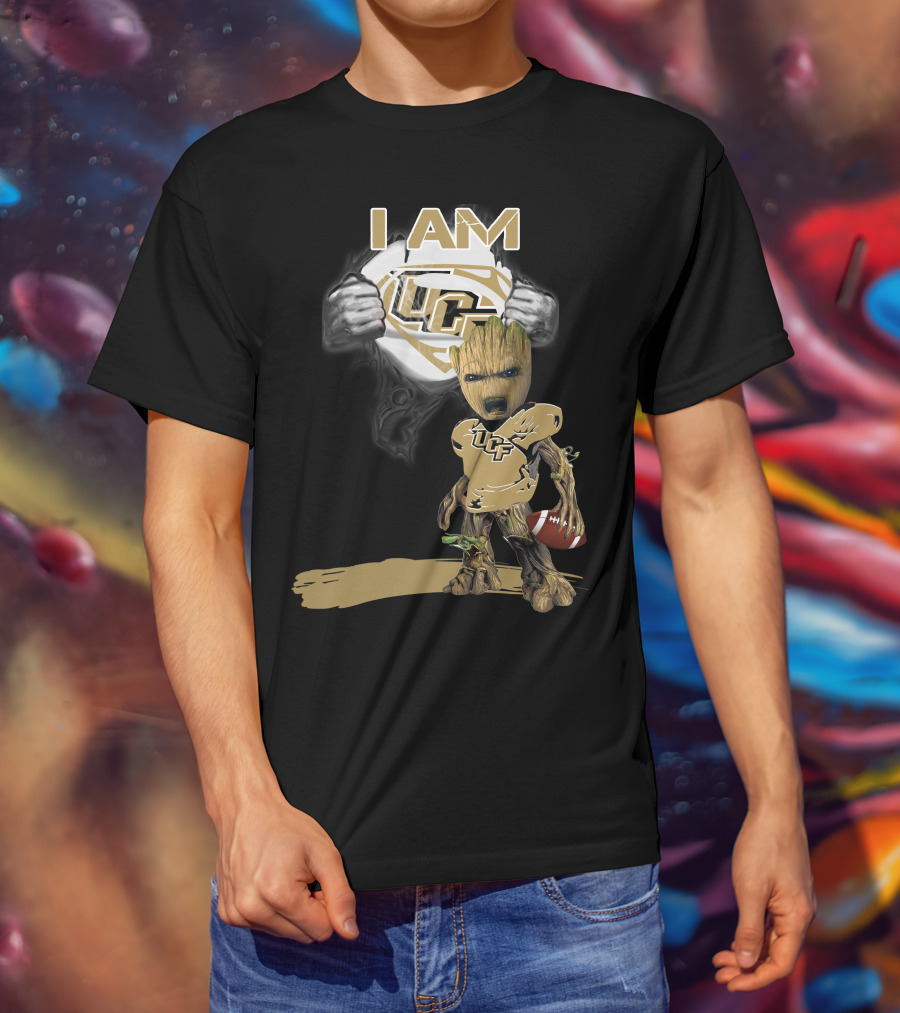 I AM UCF Baby Groot Football Superman T-Shirt