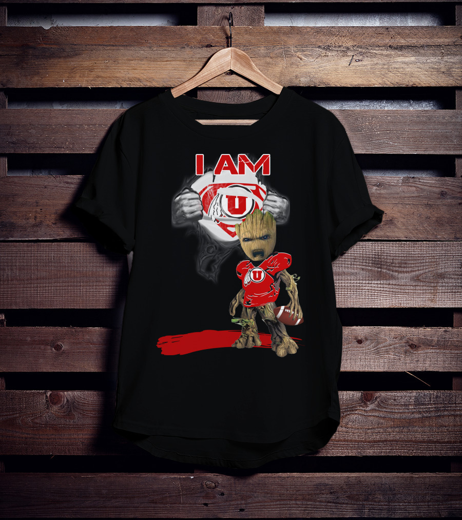 I Am Utes Baby Groot Superman Football T-Shirt