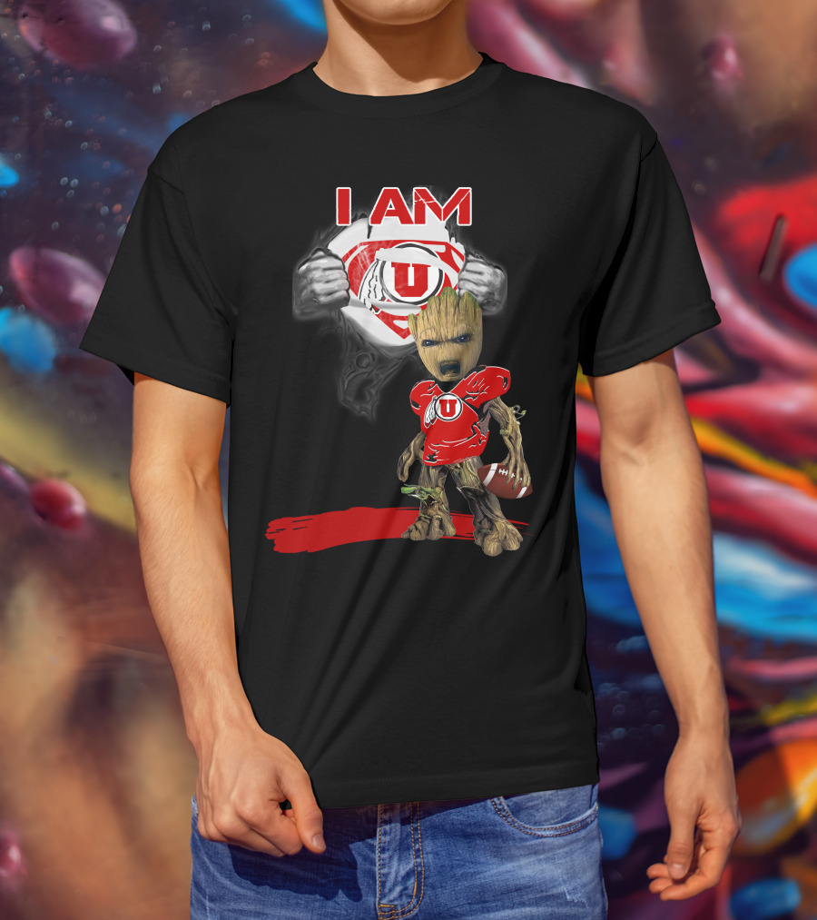 I Am Utes Baby Groot Superman Football T-Shirt