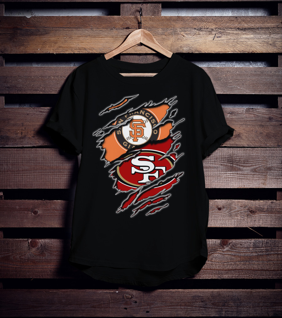 San Francisco Giants 49ers SF Logo Dual Team Claw Marks T-Shirt