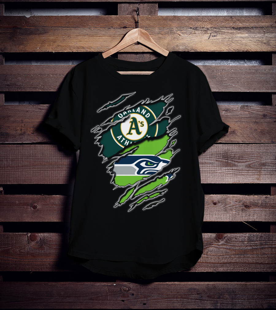 Oakland Athletics And Seahawks Split T-Shirt