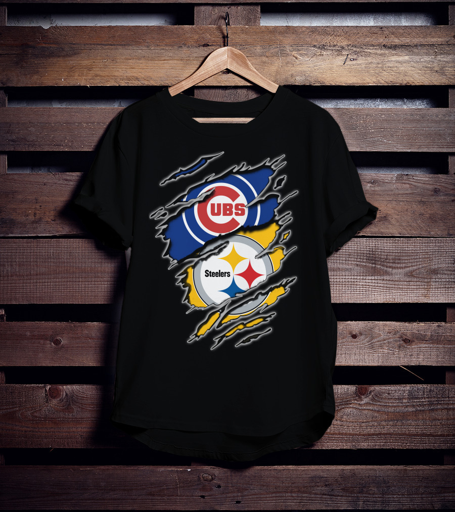 Cubs Steelers Logo Rip T-Shirt