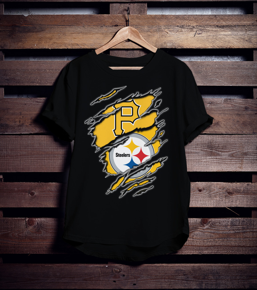 Steelers Pirates Torn Ripped Merge T-Shirt