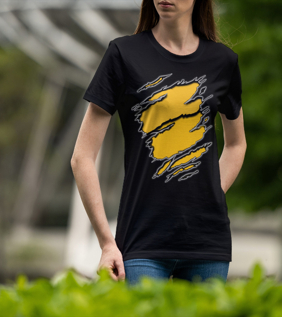Steelers Pirates16 Fan Gear Torn Ragged Yellow Claw Marks T-Shirt