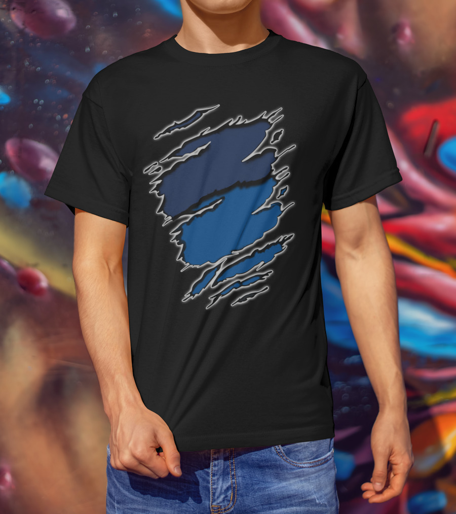 Yan Colts18 Blue And Black Torn T-Shirt