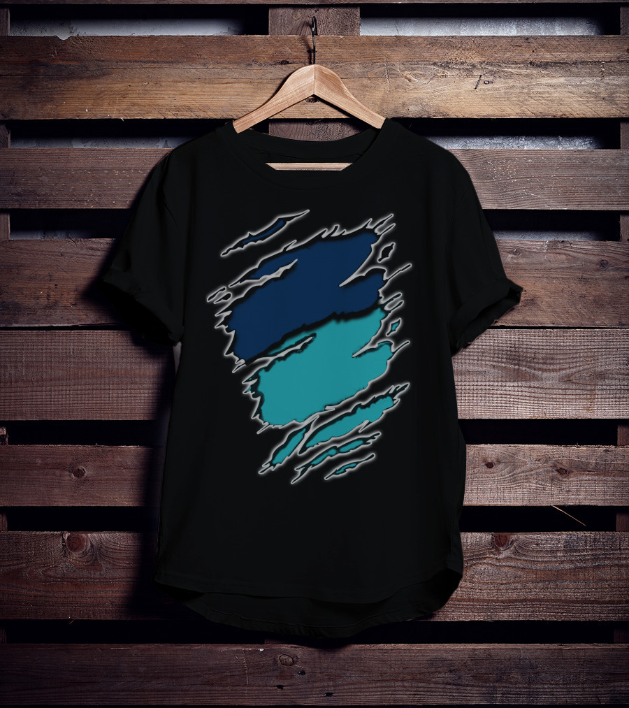 Dolphins Rays9 Blue Teal Abstract Claw Marks T-Shirt