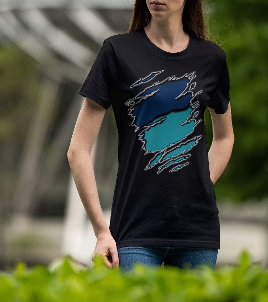 Dolphins Rays9 Blue Teal Abstract Claw Marks T-Shirt