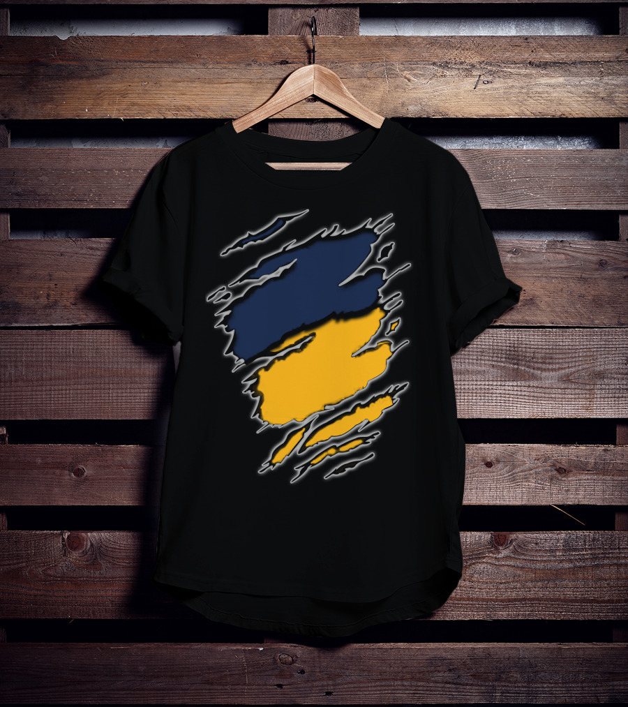 Pac Yan Worn Claw Marks Blue Yellow Gradient T-Shirt