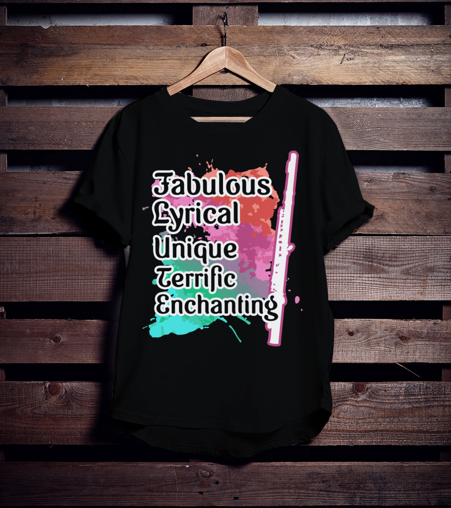 Fabulous Lyrical Unique Terrific Enchanting Flute Colorful Background T-Shirt