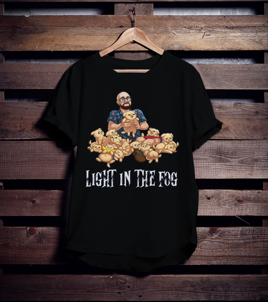 Light In The Fog Event With Cute Dog Plushies And Smiling Person T-Shirt