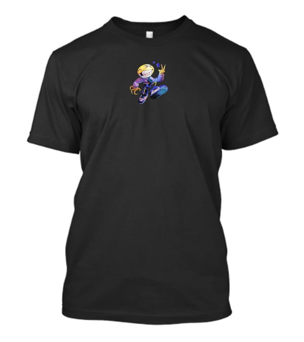OFFCANNY Smile Face Character With Sneakers And Peace Sign T-Shirt