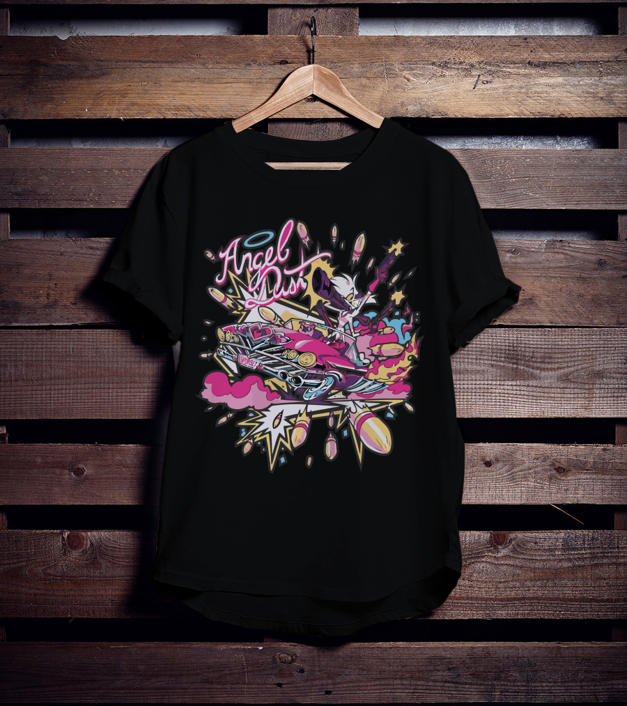 Angel Dust Hazbin Hotel Cartoon Style Action Explosion T-Shirt