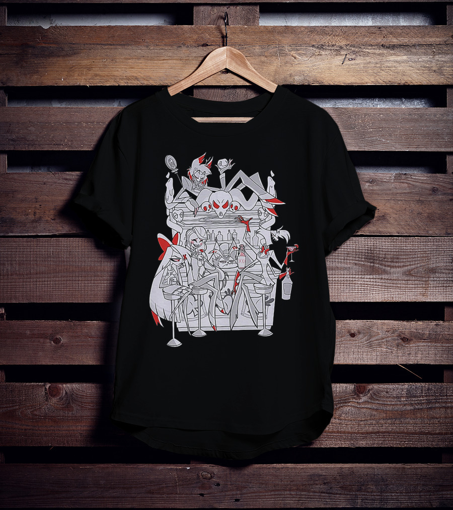 Hazbin Hotel Charlie Bar Scene With Angel Dust And Alastor T-Shirt