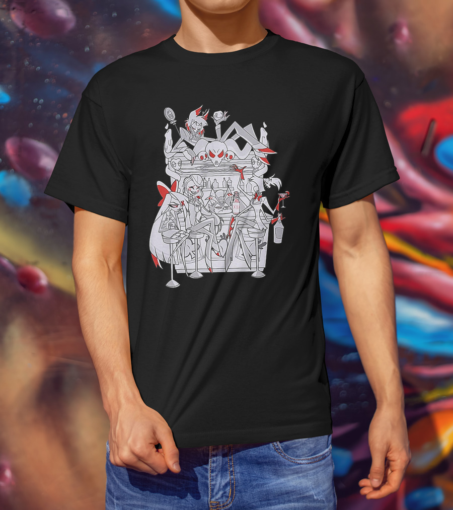 Hazbin Hotel Charlie Bar Scene With Angel Dust And Alastor T-Shirt