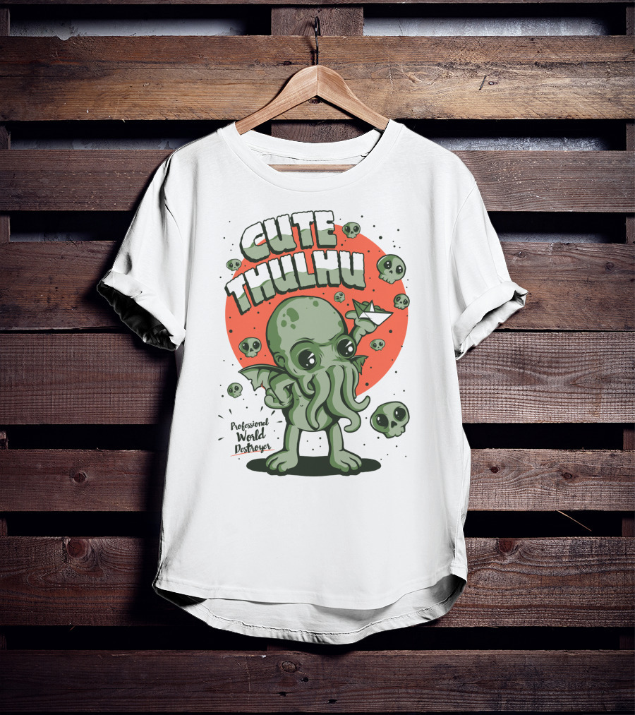 Cute Thulhu Professional World Destroyer Skulls And Paper Boat T-Shirt