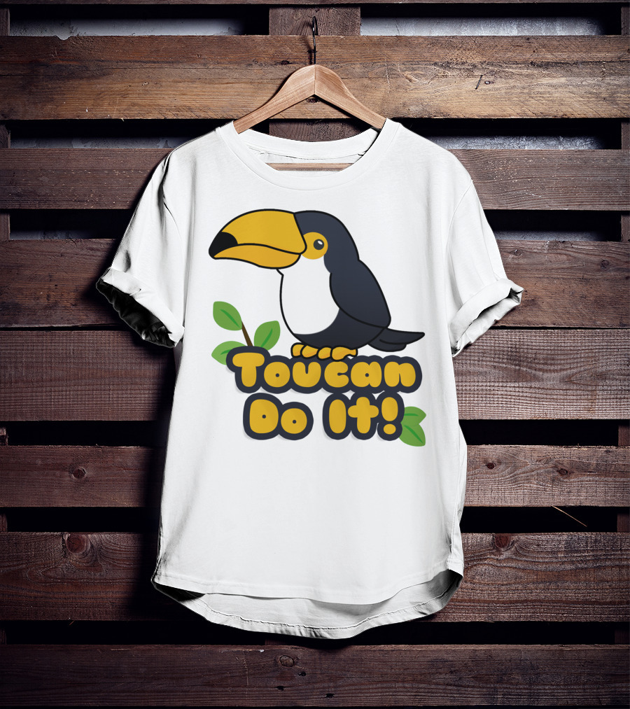Toucan Do It Essential Positive Inspiration With Cartoon Bird And Leaves T-Shirt