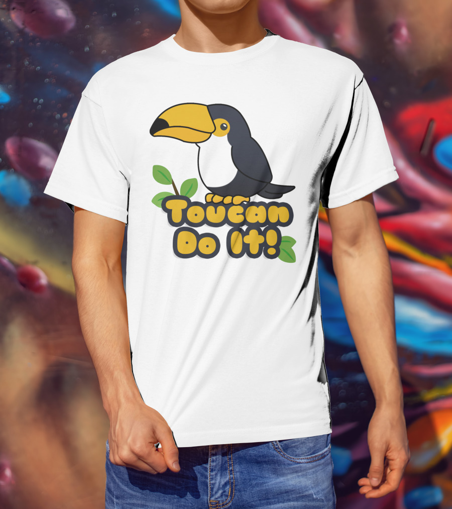 Toucan Do It Essential Positive Inspiration With Cartoon Bird And Leaves T-Shirt