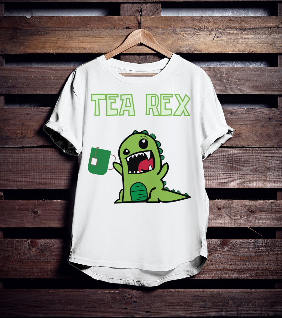 Tea Rex Dinosaur Holding Tea Bag T-Shirt