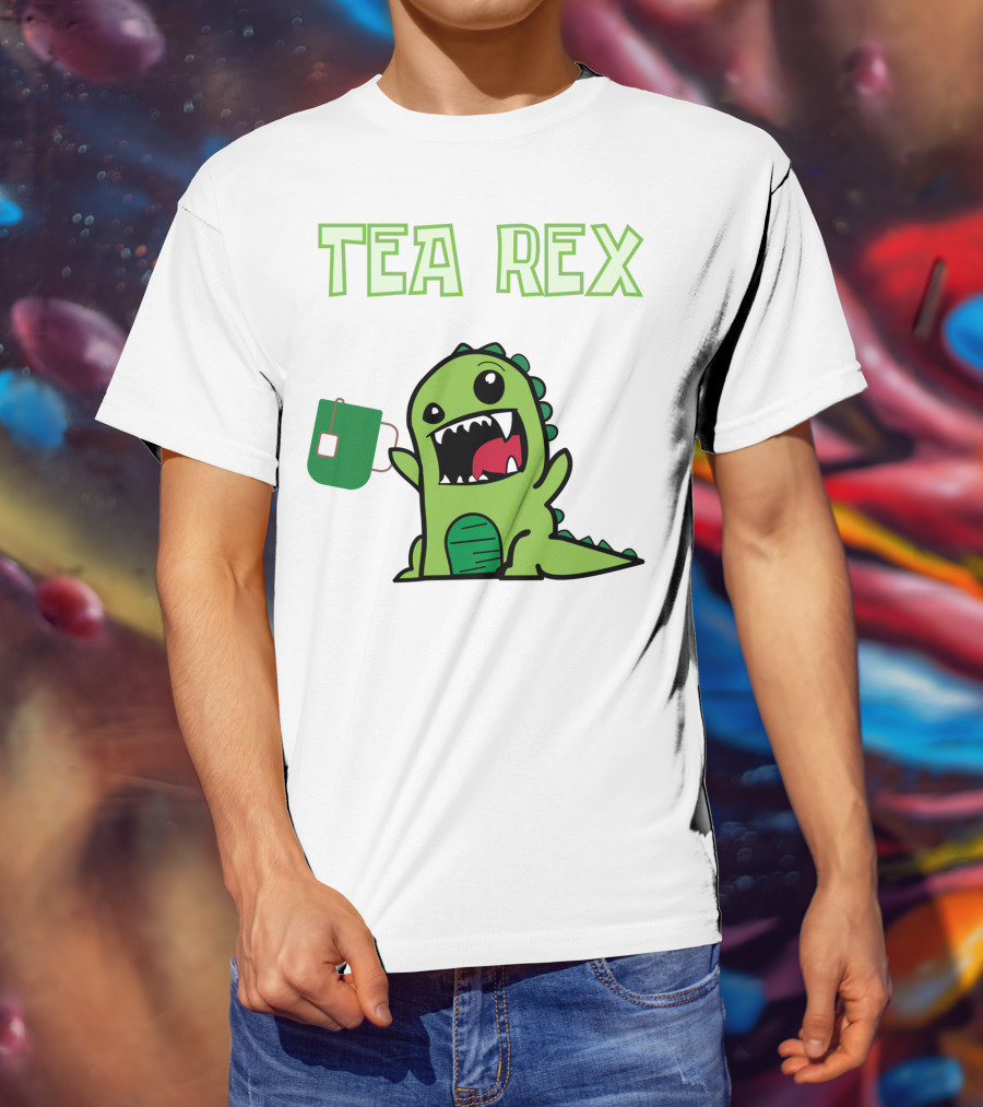 Tea Rex Dinosaur Holding Tea Bag T-Shirt