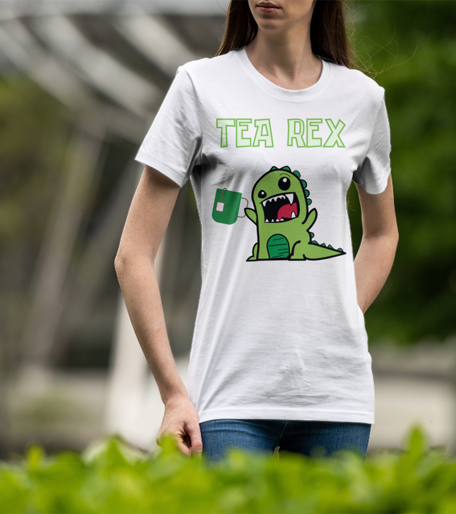 Tea Rex Dinosaur Holding Tea Bag T-Shirt