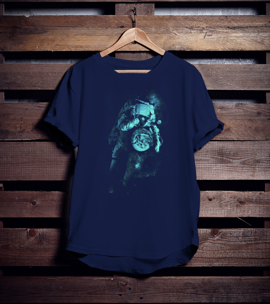 It's A Small World After All Astronaut Holding Earth In Space T-Shirt