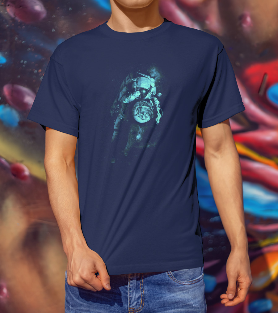 It's A Small World After All Astronaut Holding Earth In Space T-Shirt