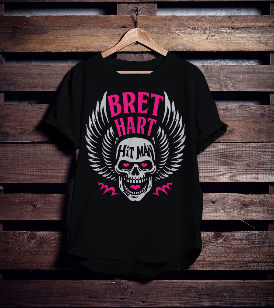 Bret Hart Hit Man Skull With Wings T-Shirt