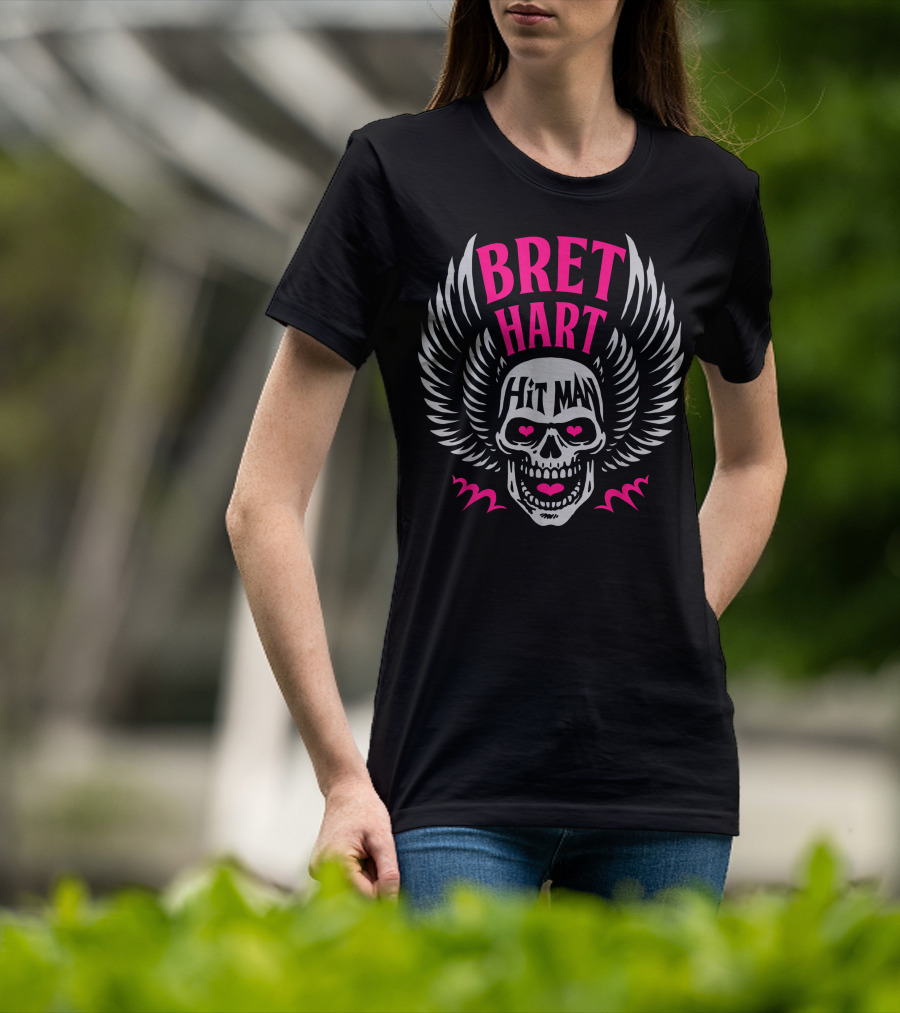 Bret Hart Hit Man Skull With Wings T-Shirt
