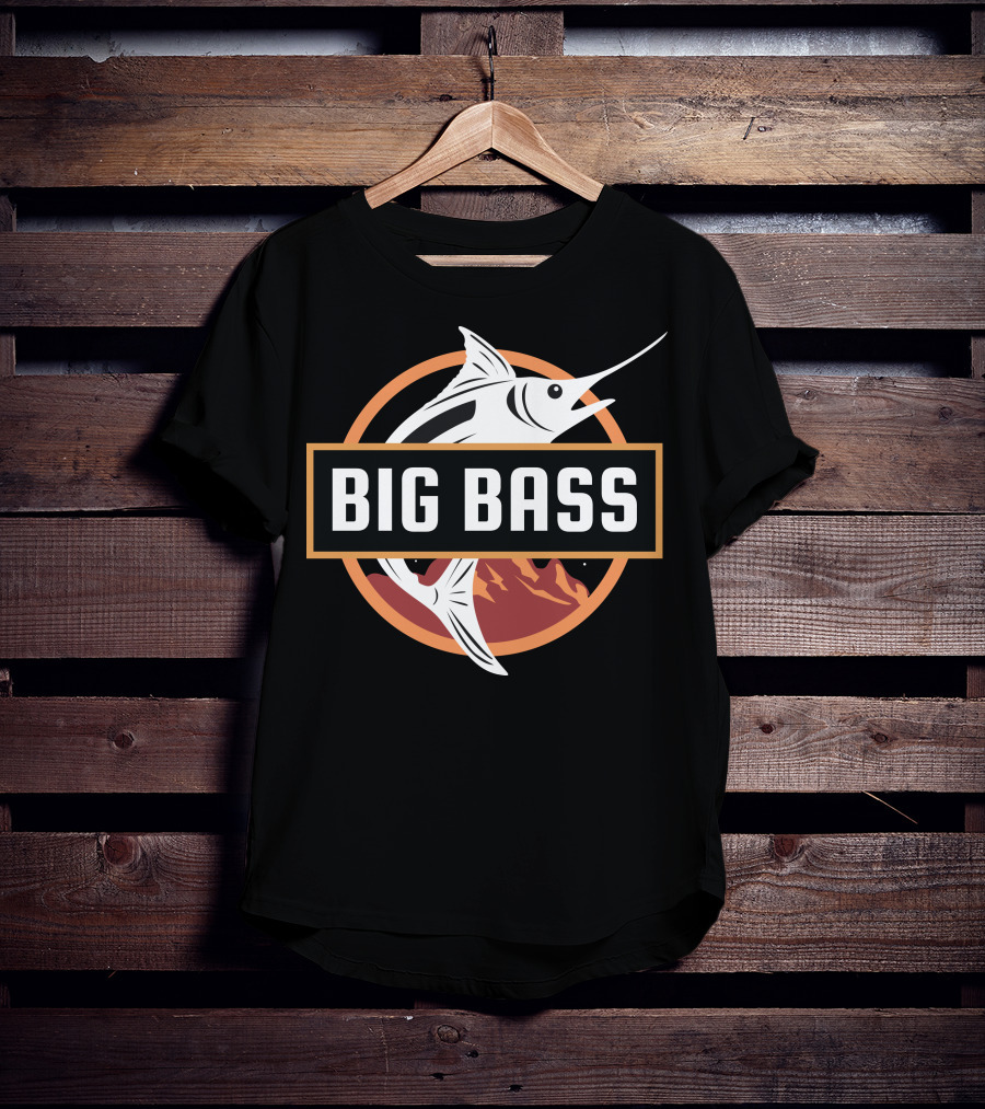 BIG BASS Marlin Jumping Over Mountains In Circle T-Shirt