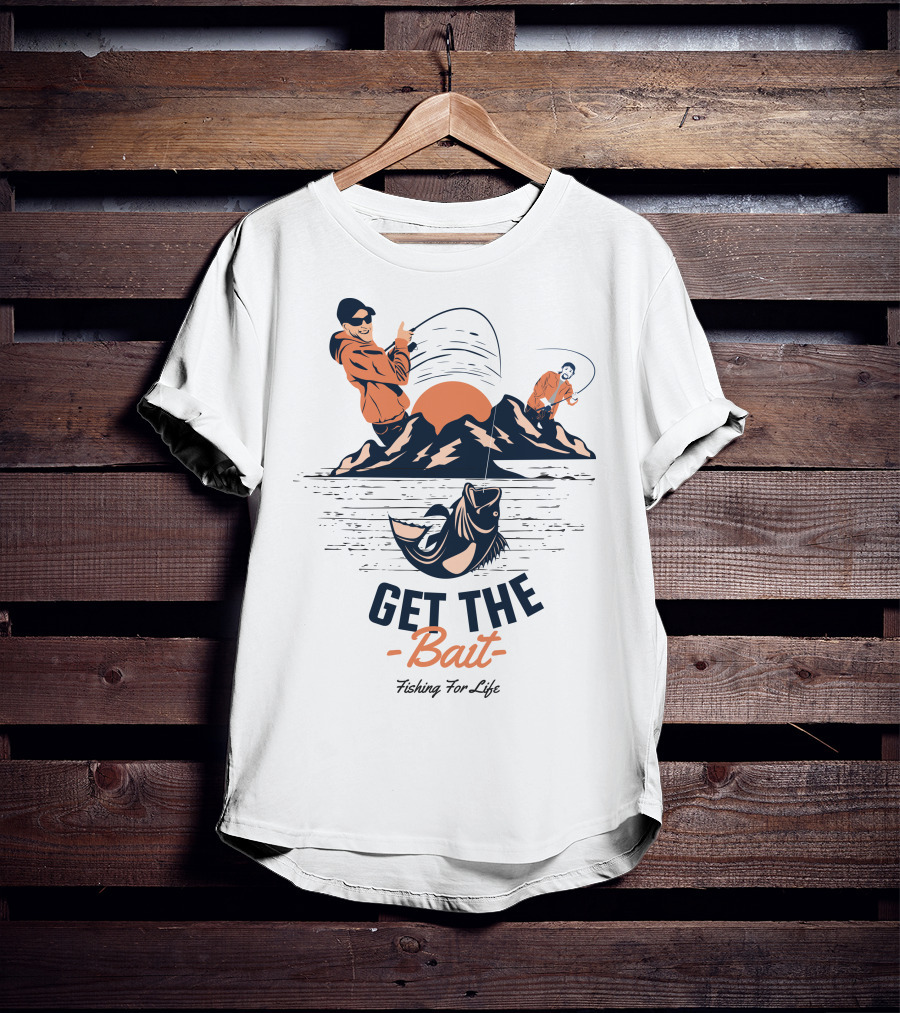 GET THE BAIT Fishing For Life Mountain Sunset Catch T-Shirt