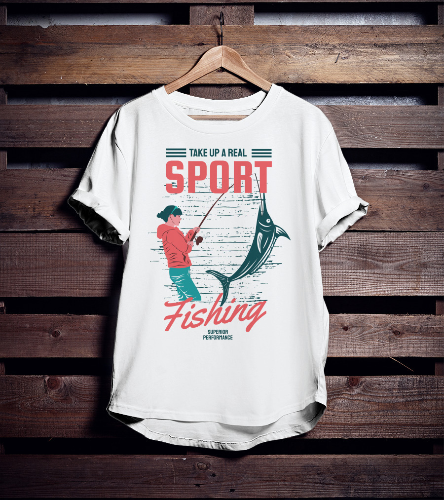 Take Up A Real Sport Fishing Superior Performance T-Shirt