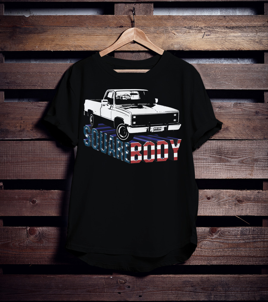 American Flag Squarebody Truck Patriotic American Square Body T-Shirt
