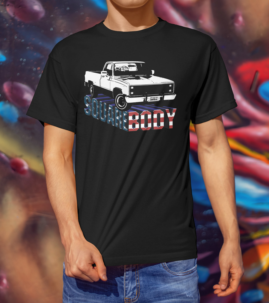 American Flag Squarebody Truck Patriotic American Square Body T-Shirt