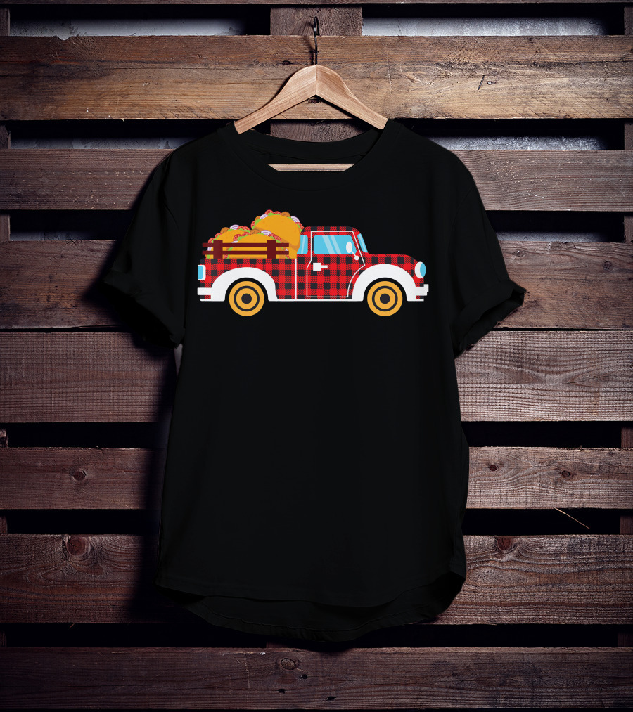 Buffalo Plaid Truck With Tacos Cinco De Mayo Boy Taco T-Shirt