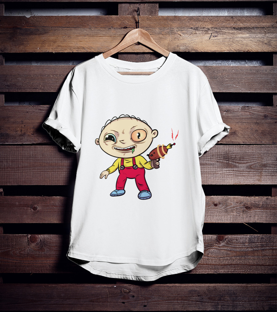 Psychedelic Stewie Griffin With Ray Gun T-Shirt