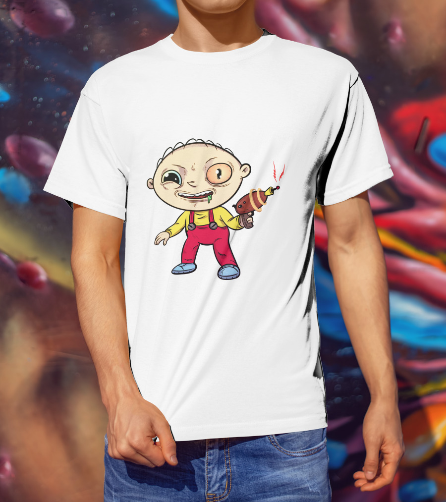 Psychedelic Stewie Griffin With Ray Gun T-Shirt