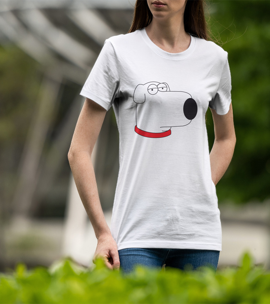 Brian Griffin Family Guy Character Face Red Collar T-Shirt