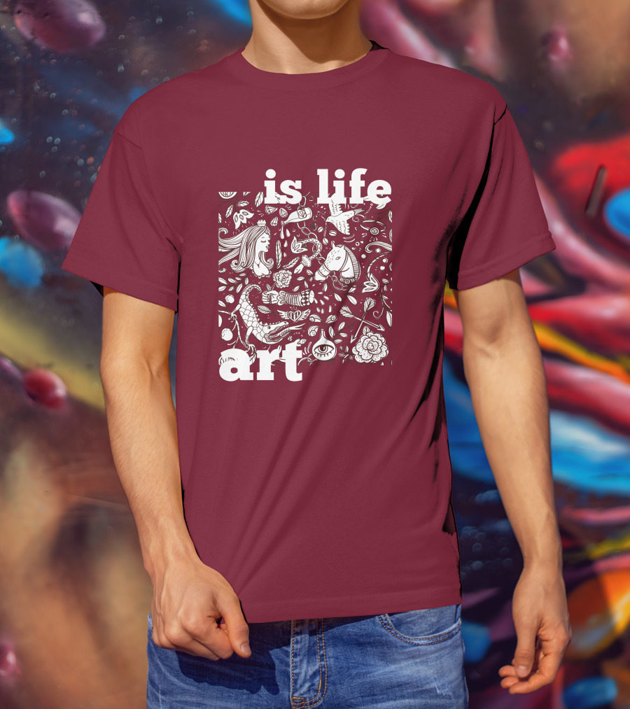 Art Is Life - Whimsical Fantasy Floral T-Shirt