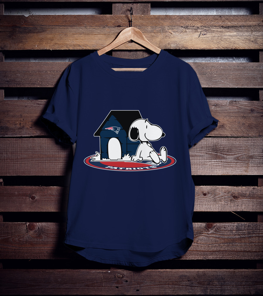 Snoopy With New England Patriots Doghouse Football Fan Now And Forever T-Shirt