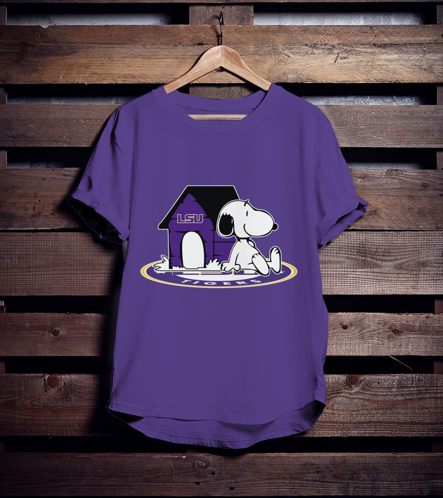 LSU Tigers Football Fan Now And Forever Snoopy Doghouse T-Shirt